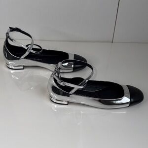 NWOT Stuart Weitzman Eden Leather Strap Ballet Ballerina Flats Size 8.5 AA